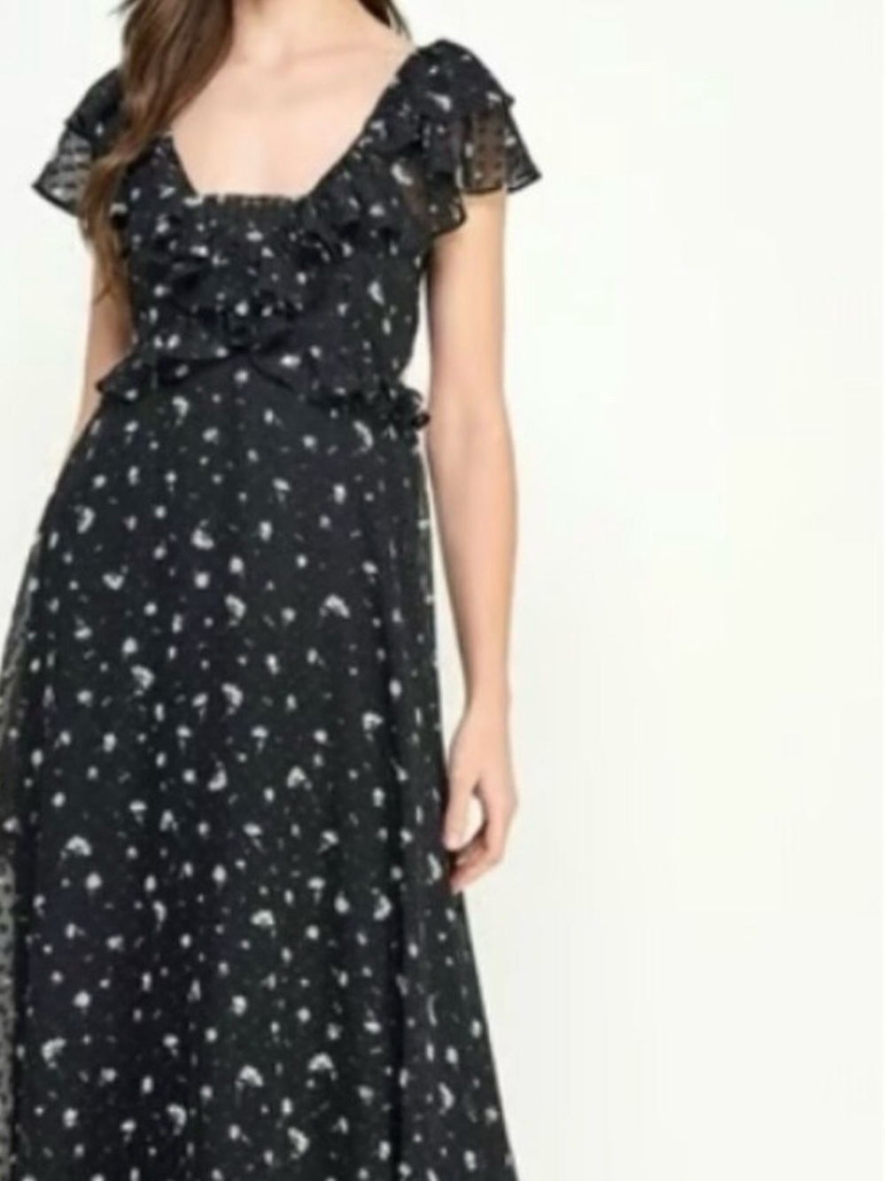 Koko + Mason Black Floral Open Back Whimsigoth Dark Romantic Maxi Dress L NWT - Picture 9 of 9